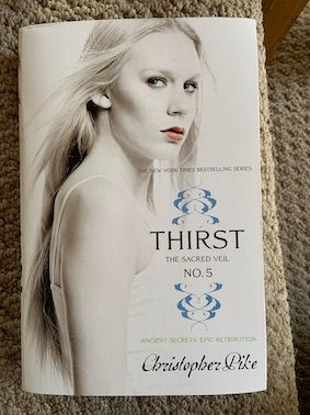 paperback copy of Thirst No. 5 by Christopher Pike featuring a white woman with pale blonde hair, blue eyes, and blood-red lips