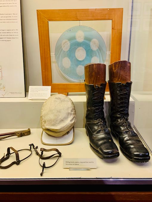 Riding boots, spurs, crop and hat used by Robert Louis Stevenson in Samoa as displayed in The Writers' Museum, Edinburgh
