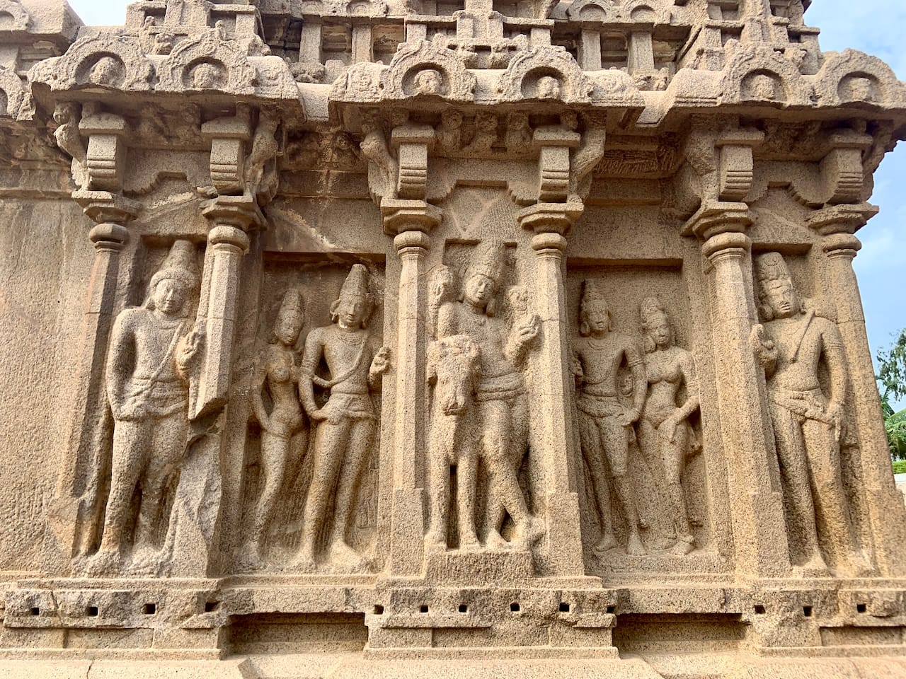 stone sculptures of gods and goddesses