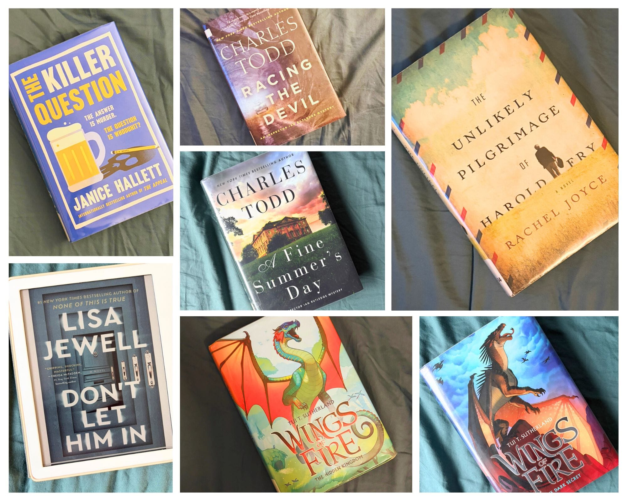 a collage of 7 images featuring books I've read this month