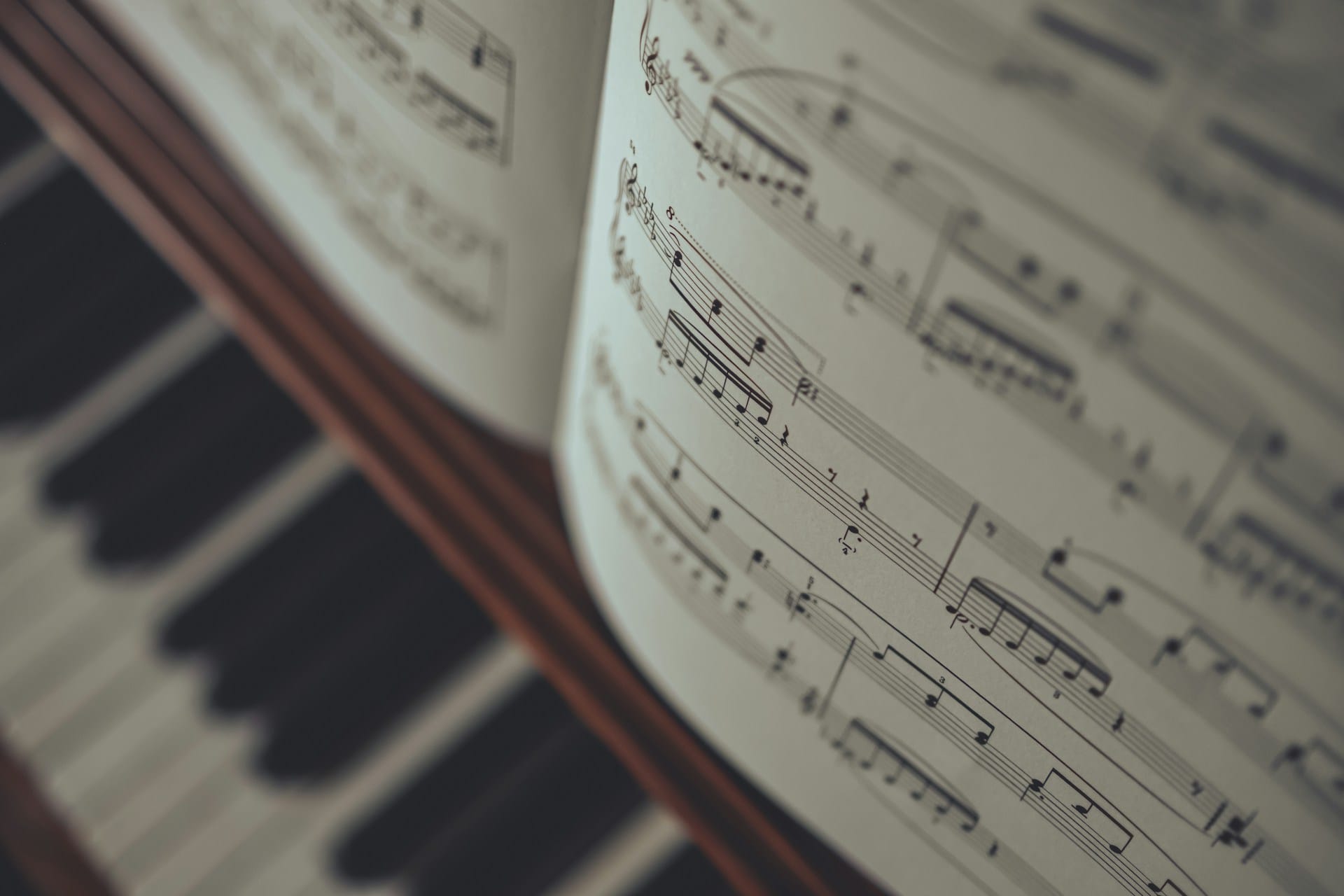 sheet music on a piano