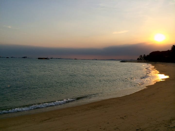 sunset over a beach